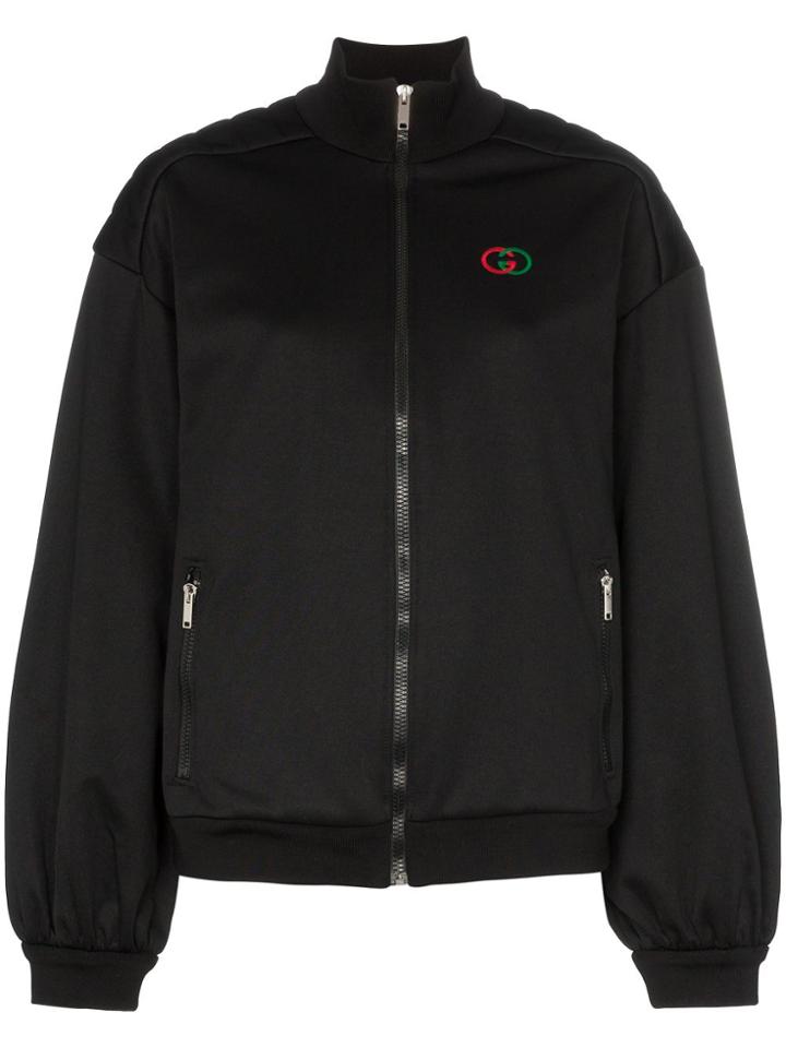 Gucci Logo Zipped Jersey Sports Jacket - Black