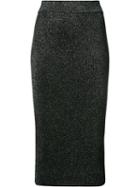 Cushnie Et Ochs Metallic Fitted Midi Skirt, Women's, Size: Large, Black, Rayon/polyester
