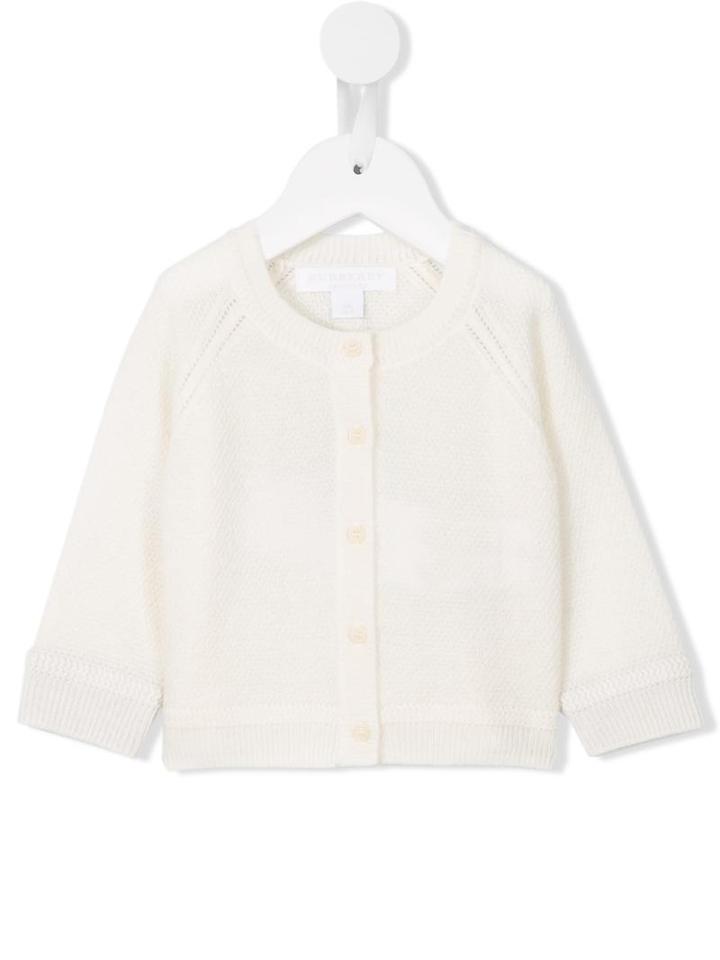 Burberry Kids - Round Neck Cardigan - Kids - Cashmere - 9 Mth, White