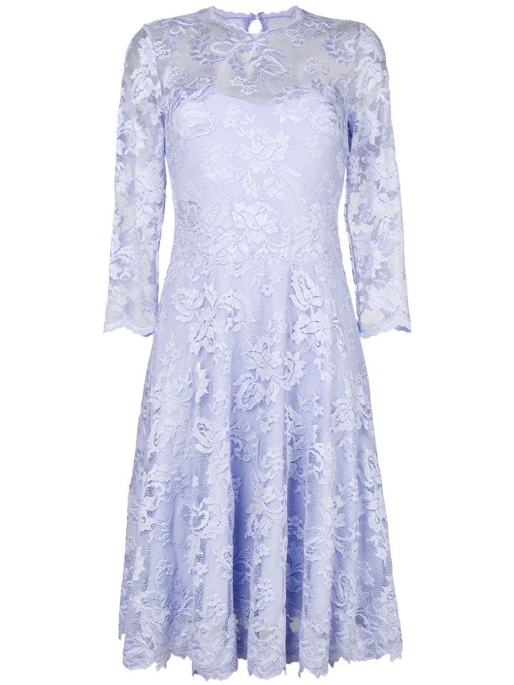 Olvi S Flared Lace-embroidered Dress - Blue