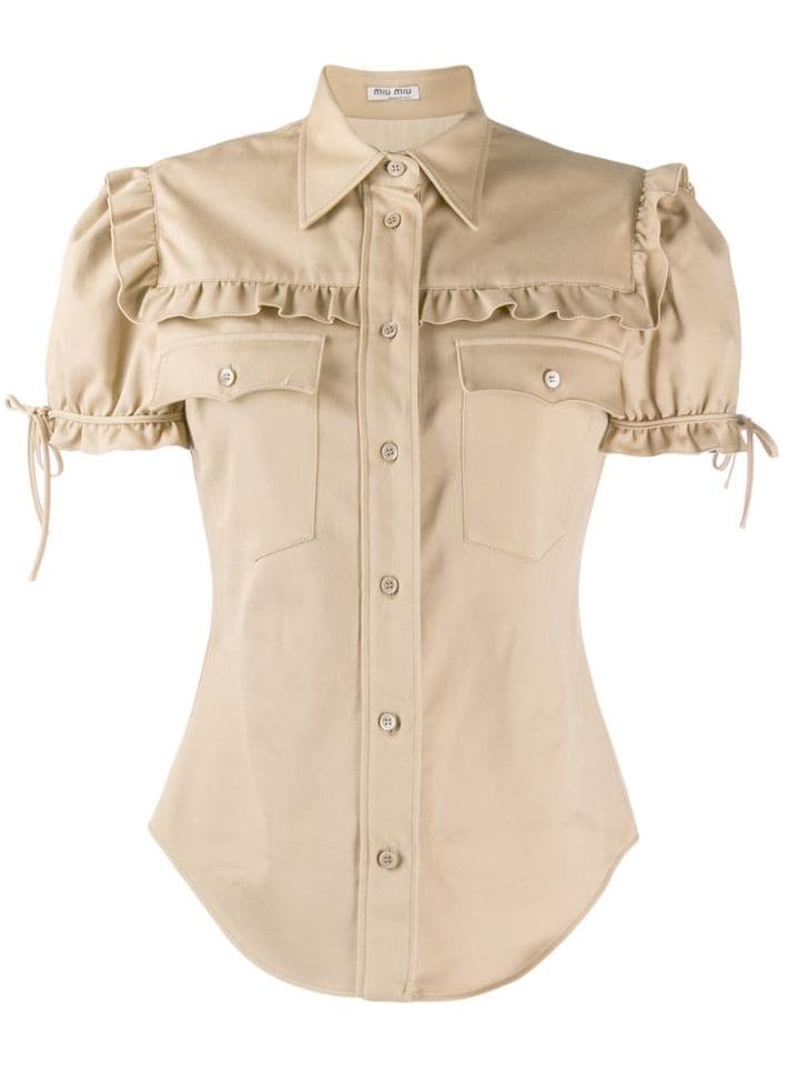Miu Miu Ruffle Trim Shirt - Neutrals