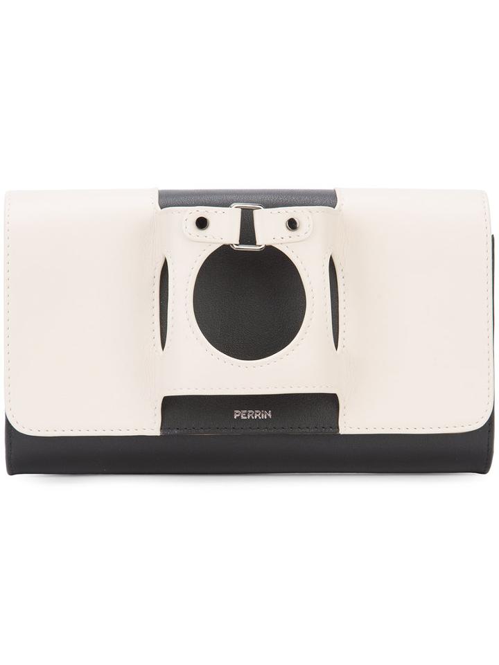 Perrin Paris Contrast Clutch Bag, Women's, White, Leather