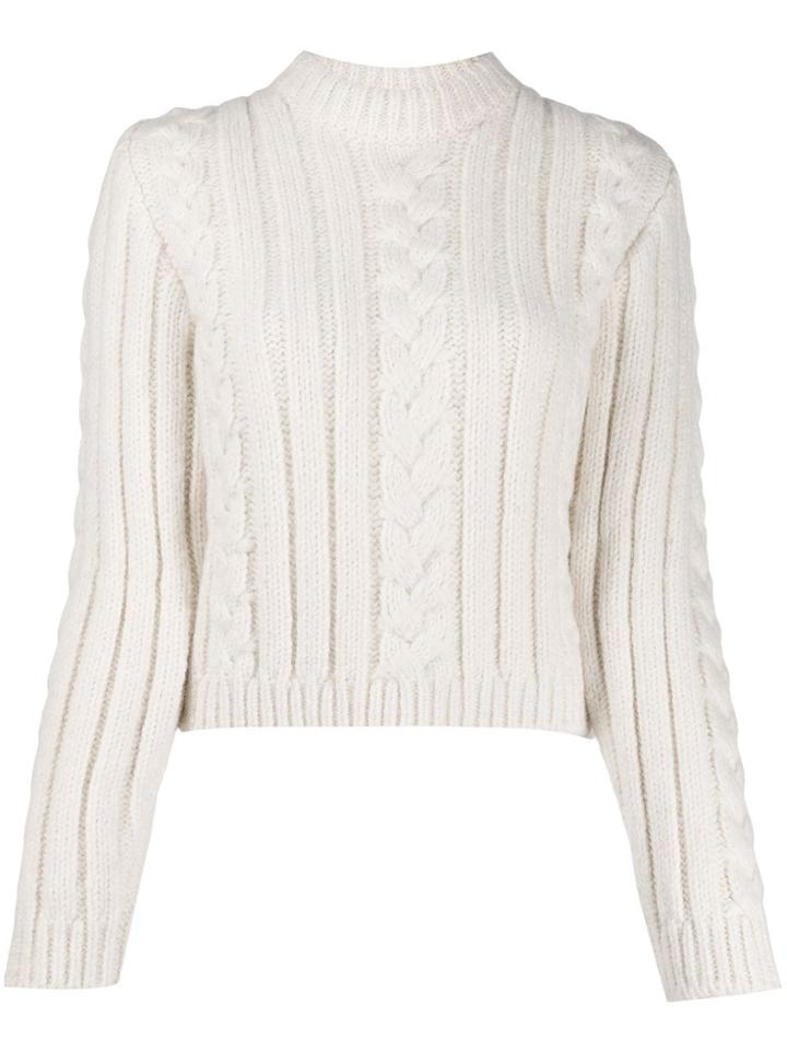 Ganni Cable Knit Jumper - White