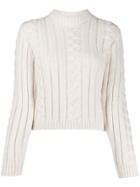 Ganni Cable Knit Jumper - White