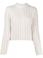 Ganni Cable Knit Jumper - White