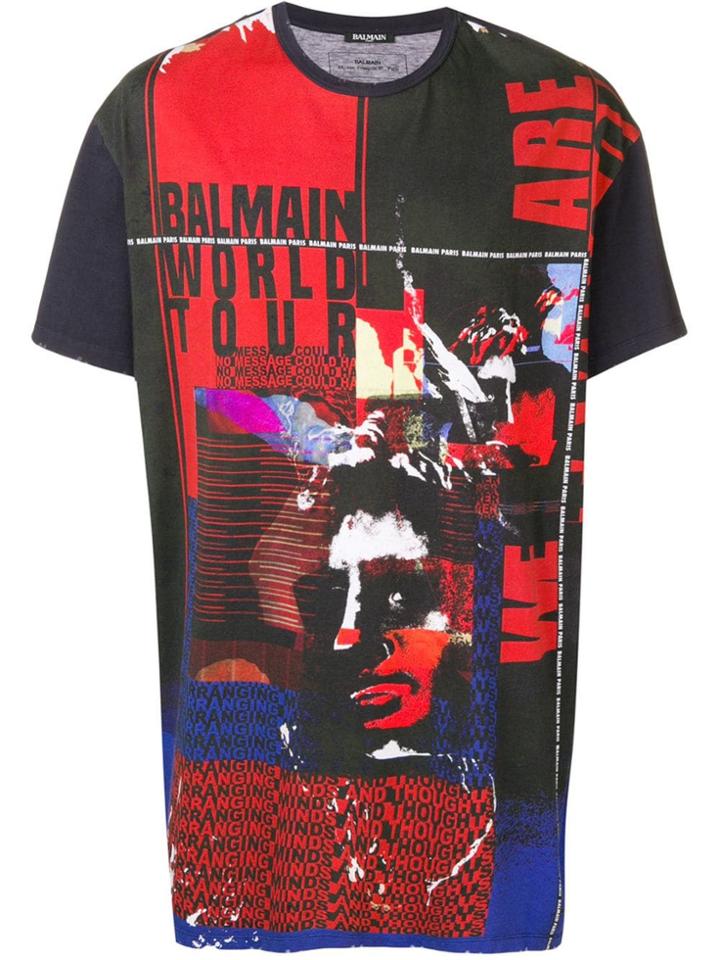 Balmain World Print Tour T-shirt - Blue