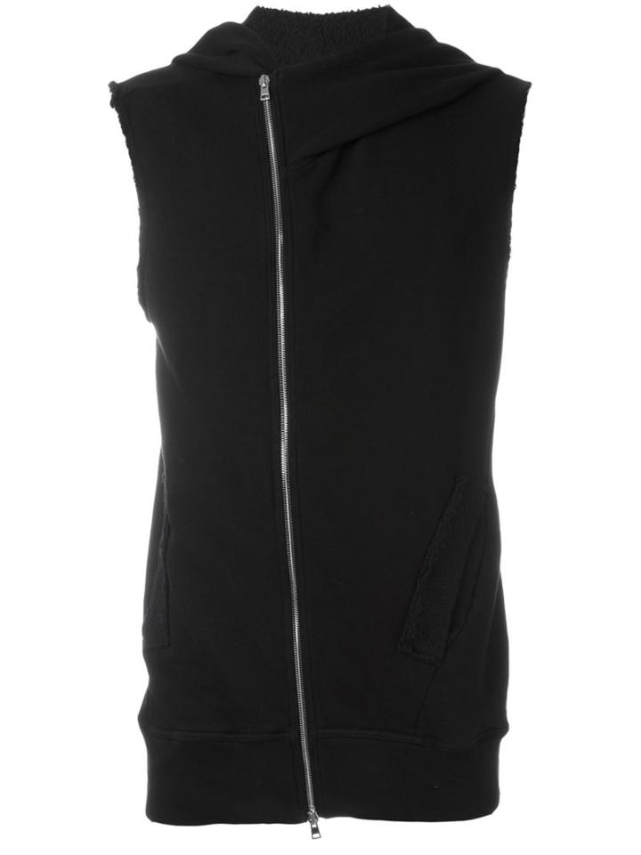 Lost & Found Rooms Sleeveless Zipped Hoodie, Men's, Size: Large, Black, Cotton
