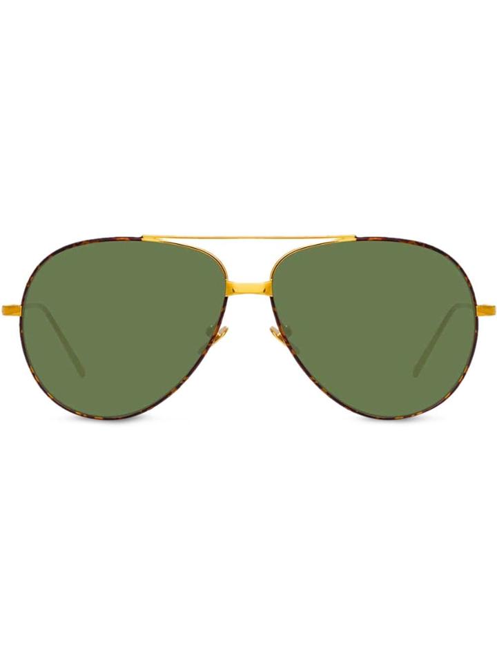 Linda Farrow Tortoiseshell-trim Aviator Sunglasses - Brown