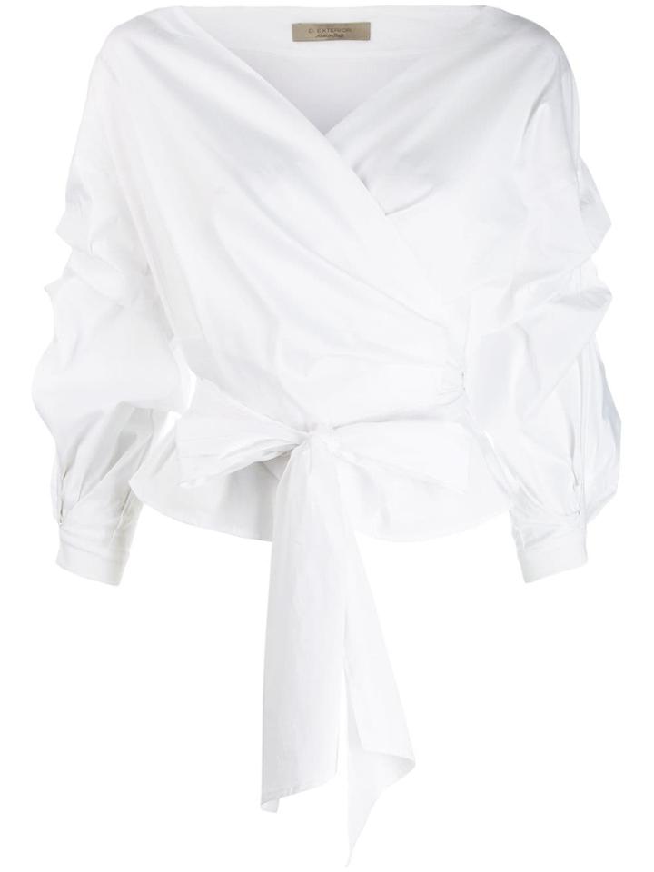 D.exterior Wrap-around Structured Blouse - White