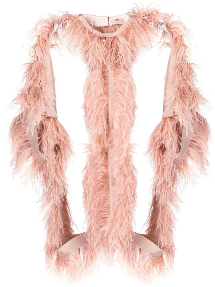 Nº21 Structured Jacket With Ostrich Feather - Pink