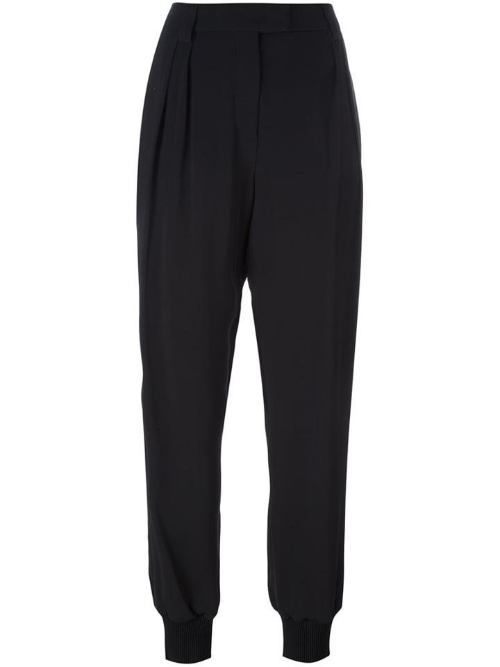 Emanuel Ungaro Pleated Tapered Trousers, Women's, Size: 46, Black, Viscose/spandex/elastane