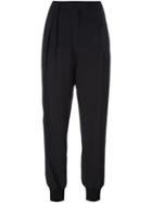 Emanuel Ungaro Pleated Tapered Trousers, Women's, Size: 46, Black, Viscose/spandex/elastane