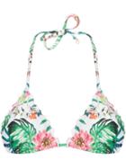 Amir Slama Printed Triangle Bikini Top, Women's, Size: G, White, Polyamide/spandex/elastane