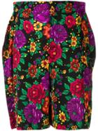 Comme Des Garçons Vintage Floral Print Flat Shorts - Black
