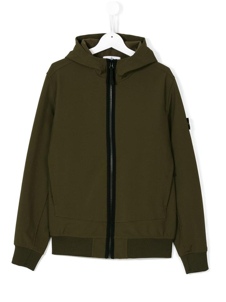 Stone Island Junior Zipped Hoodie - Green