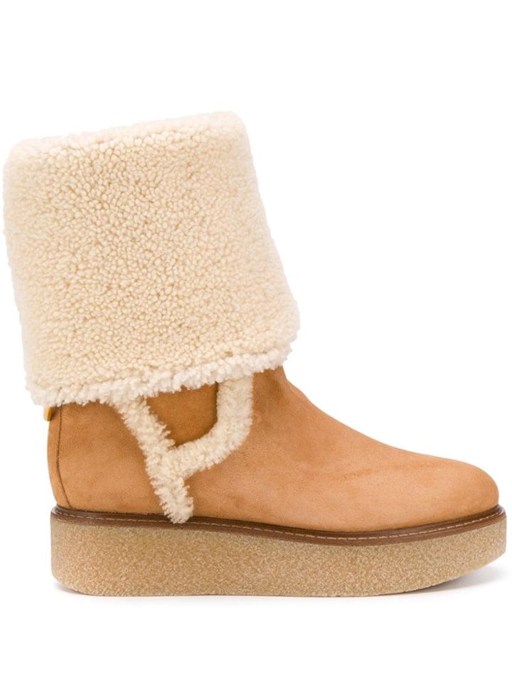 Salvatore Ferragamo Lined Boots - Brown