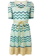 M Missoni Zigzag Pattern Knitted Dress - Blue