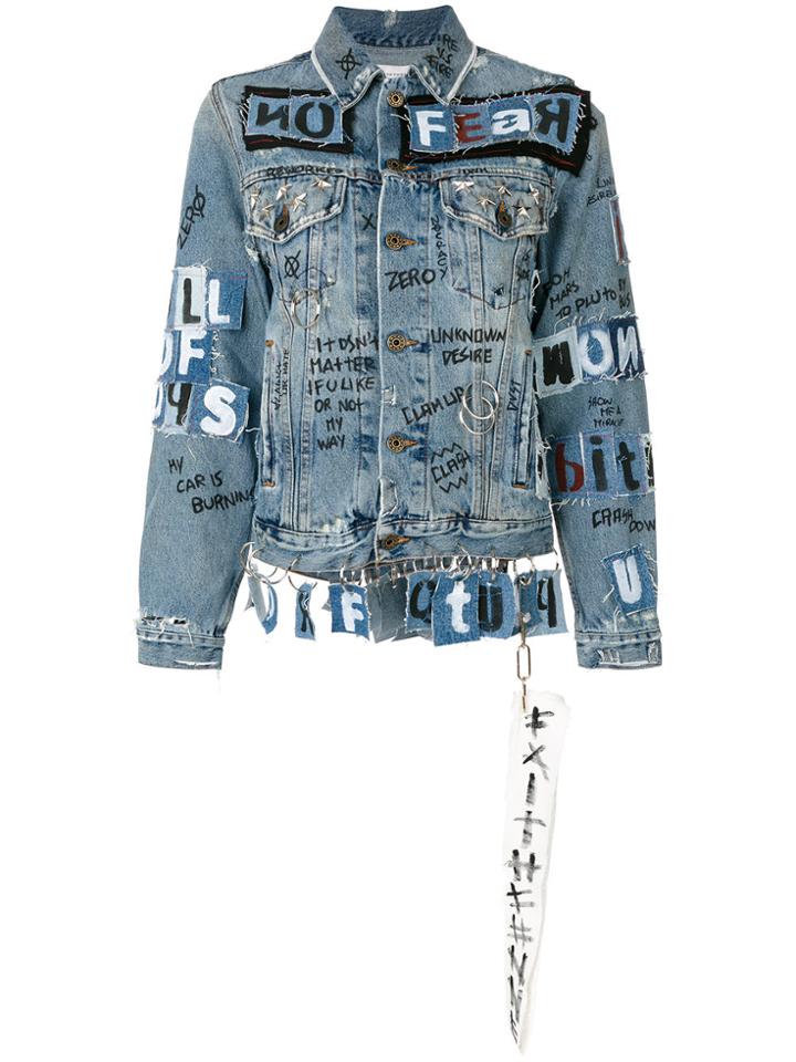 Faith Connexion Grafitti Denim Jacket - Blue