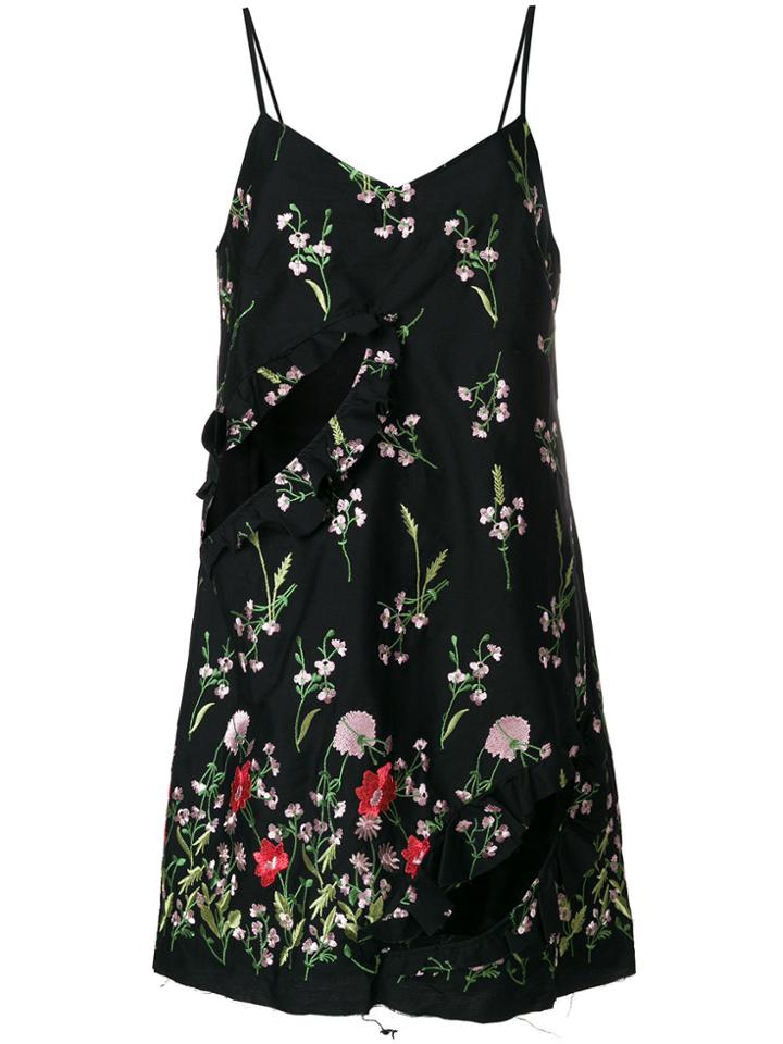 Marques'almeida Embroidered Mini Slip Dress - Black