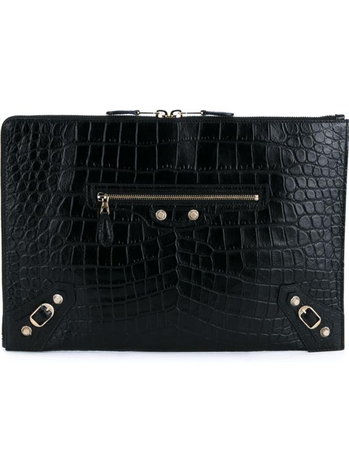 Balenciaga Embossed Crocodile Effect Clutch