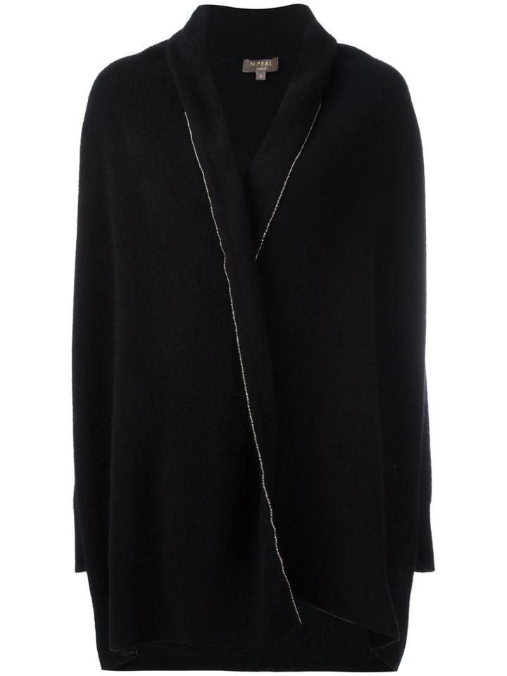N.peal Bead-embellished Shawl Collar Cardigan, Women's, Size: Large, Black, Cashmere
