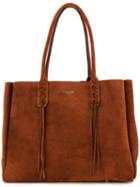 Lanvin Fringed Tote, Women's, Brown, Suede