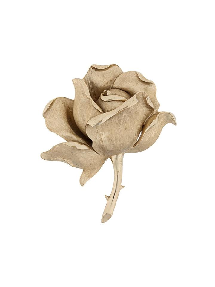 Susan Caplan Vintage 1960s Vintage Trifari Rose Brooch - Metallic