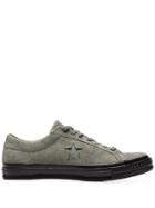 Converse Green One Star Ox Suede Leather Sneakers