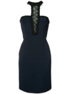 Yigal Azrouel Lace Inset Fitted Dress, Women's, Size: 4, Blue, Spandex/elastane/viscose/polyimide