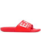 Ea7 Emporio Armani Logo Print Pool Slides - Red