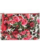 Dolce & Gabbana - Rose Print Clutch - Women - Calf Leather - One Size, Women's, Red, Calf Leather