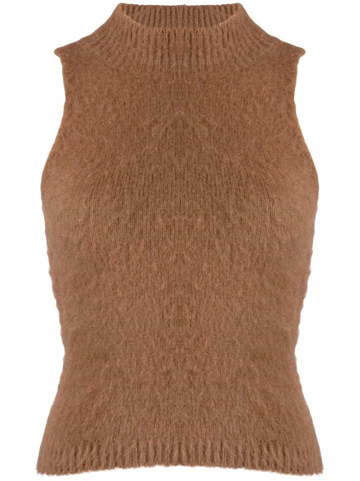 Versace Fluffy Knitted Top - Brown