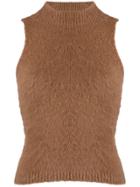 Versace Fluffy Knitted Top - Brown