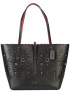 Coach Tea Rose Market Tote - Black