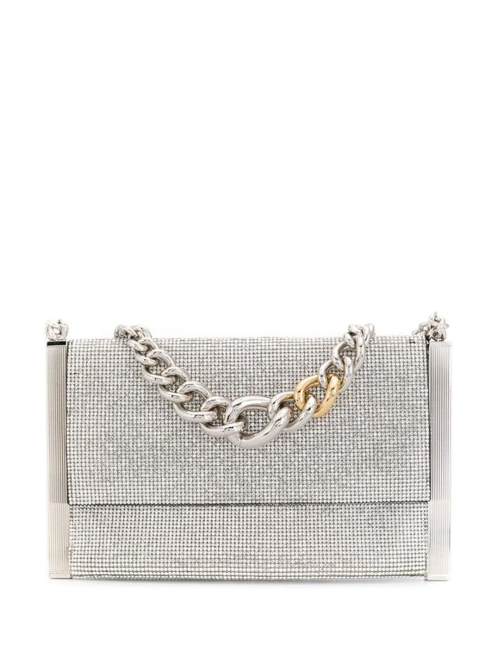 Ermanno Scervino Rhinestone-embellished Clutch Bag - Silver