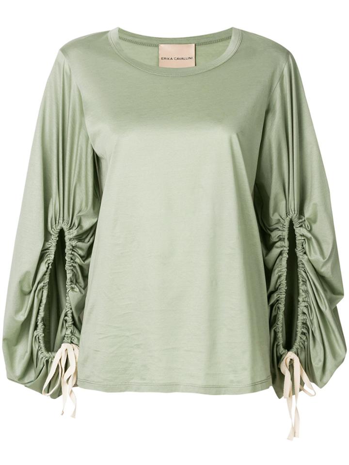 Erika Cavallini Gathered Sleeves Blouse - Green