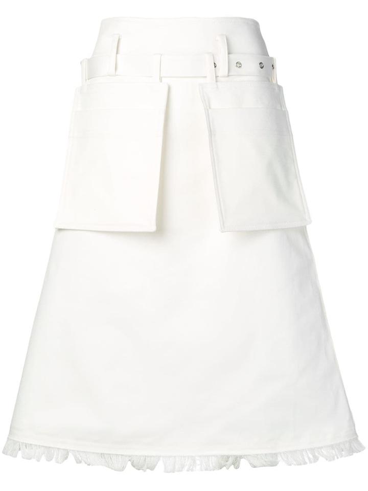 Eudon Choi A-line Fringed Skirt - White