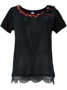 Twin-set Gem Stone Embellished T-shirt, Women's, Size: Xxs, Black, Polyester/viscose