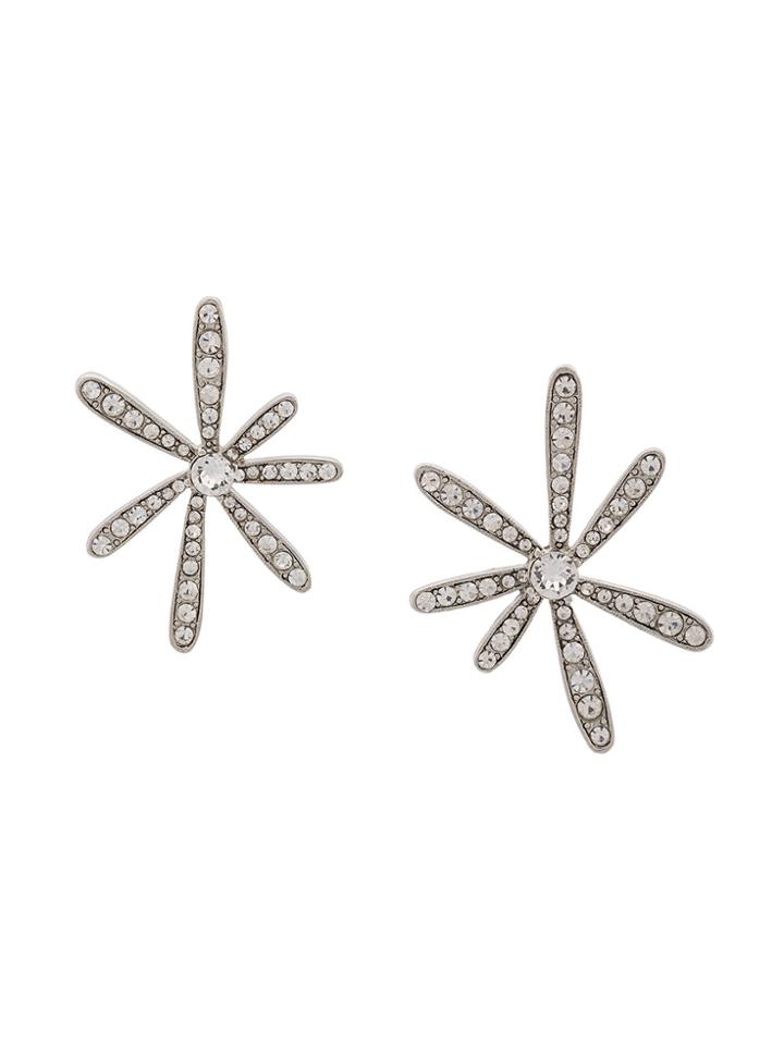 Oscar De La Renta Daisy Pave Button Earrings - Grey