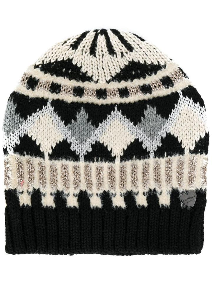 Twin-set Jacquard Fair Isle Hat - Black