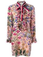 Gucci New Flora Print Dress, Size: 46, Pink/purple, Silk/viscose/cotton