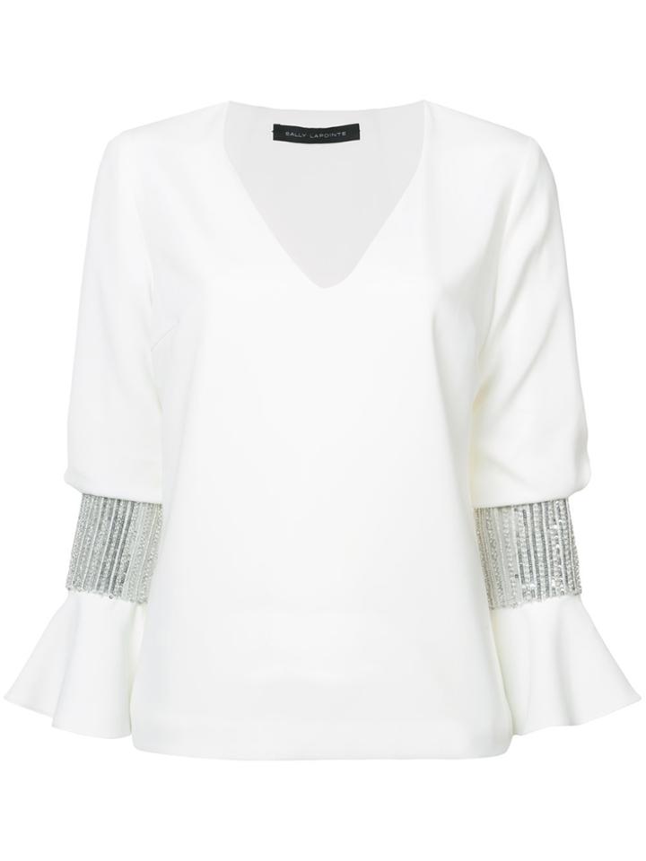 Sally Lapointe Sequin Cuff Blouse - White