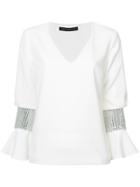 Sally Lapointe Sequin Cuff Blouse - White