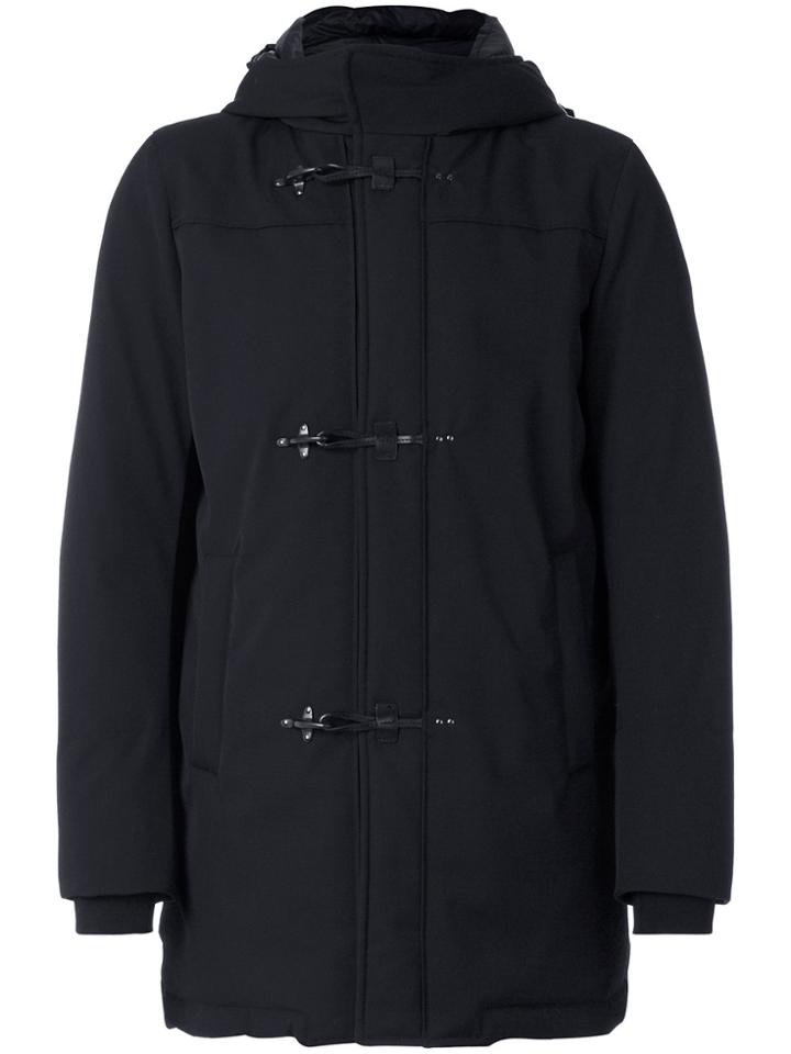 Fay Hooded Duffle Coat - Black