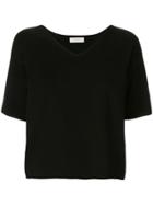 Tomorrowland Cropped V-neck T-shirt - Black