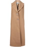 Off-white Sleeveless Mid-lentgh Coat
