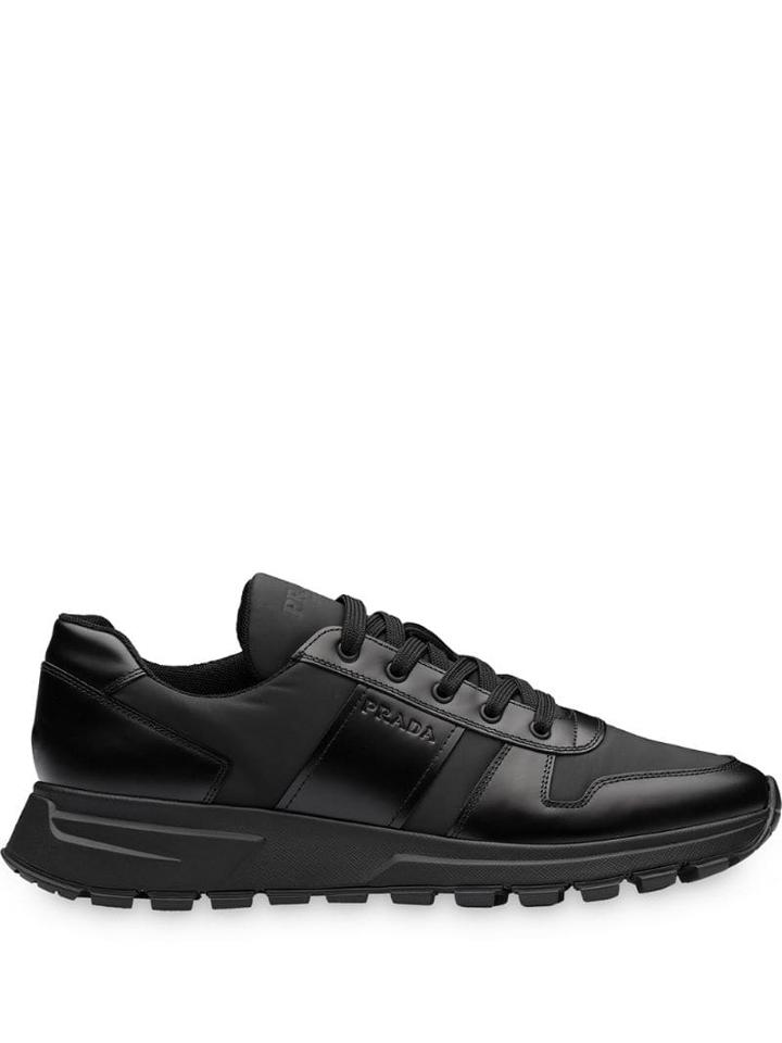 Prada Brushed Effect Sneakers - Black