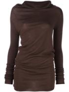 Rick Owens Cowl Neck Jumper, Women's, Size: Small, Brown, Virgin Wool