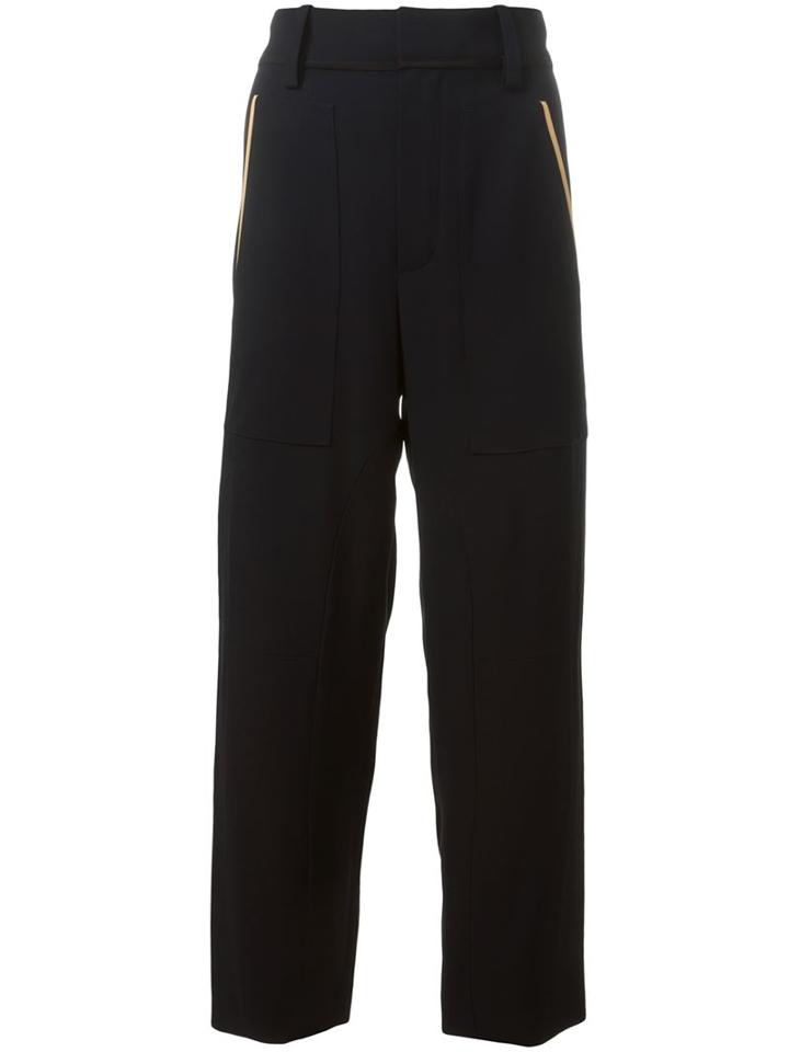 Chloé - Cropped Trousers - Women - Silk/acetate/viscose - 42, Blue, Silk/acetate/viscose