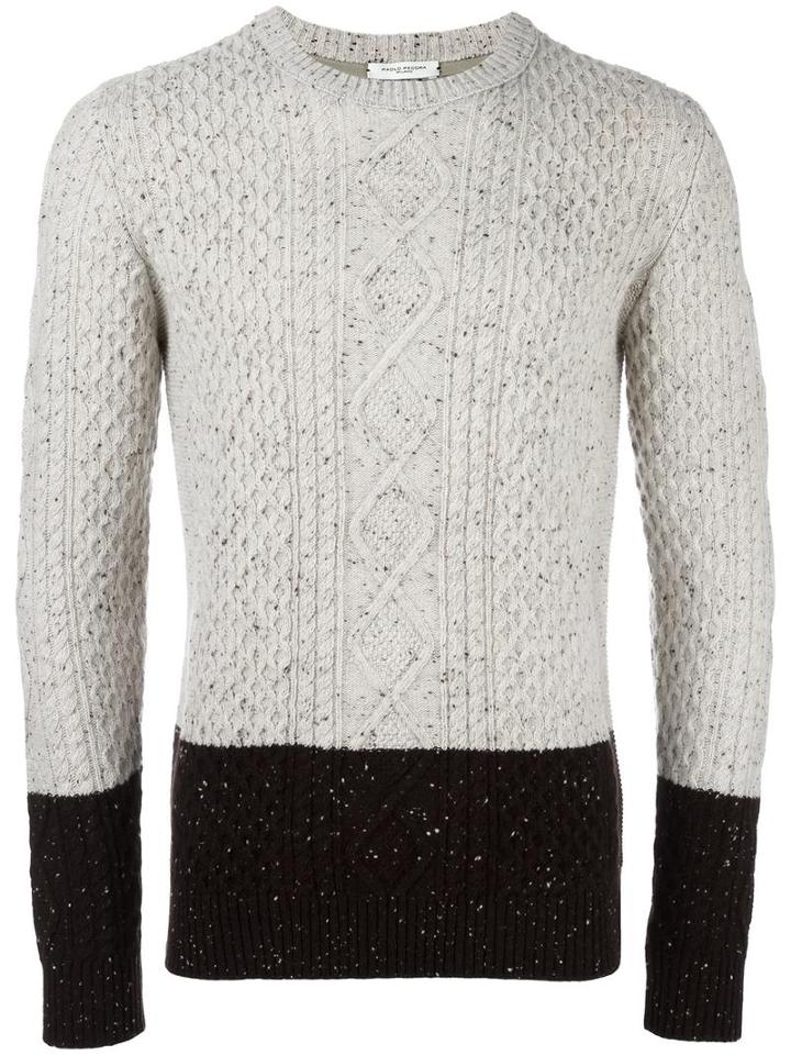 Paolo Pecora Cable Knit Jumper, Men's, Size: Xl, Nude/neutrals, Virgin Wool/polyamide